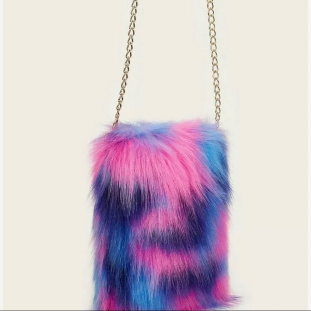 Faux fur chain purse